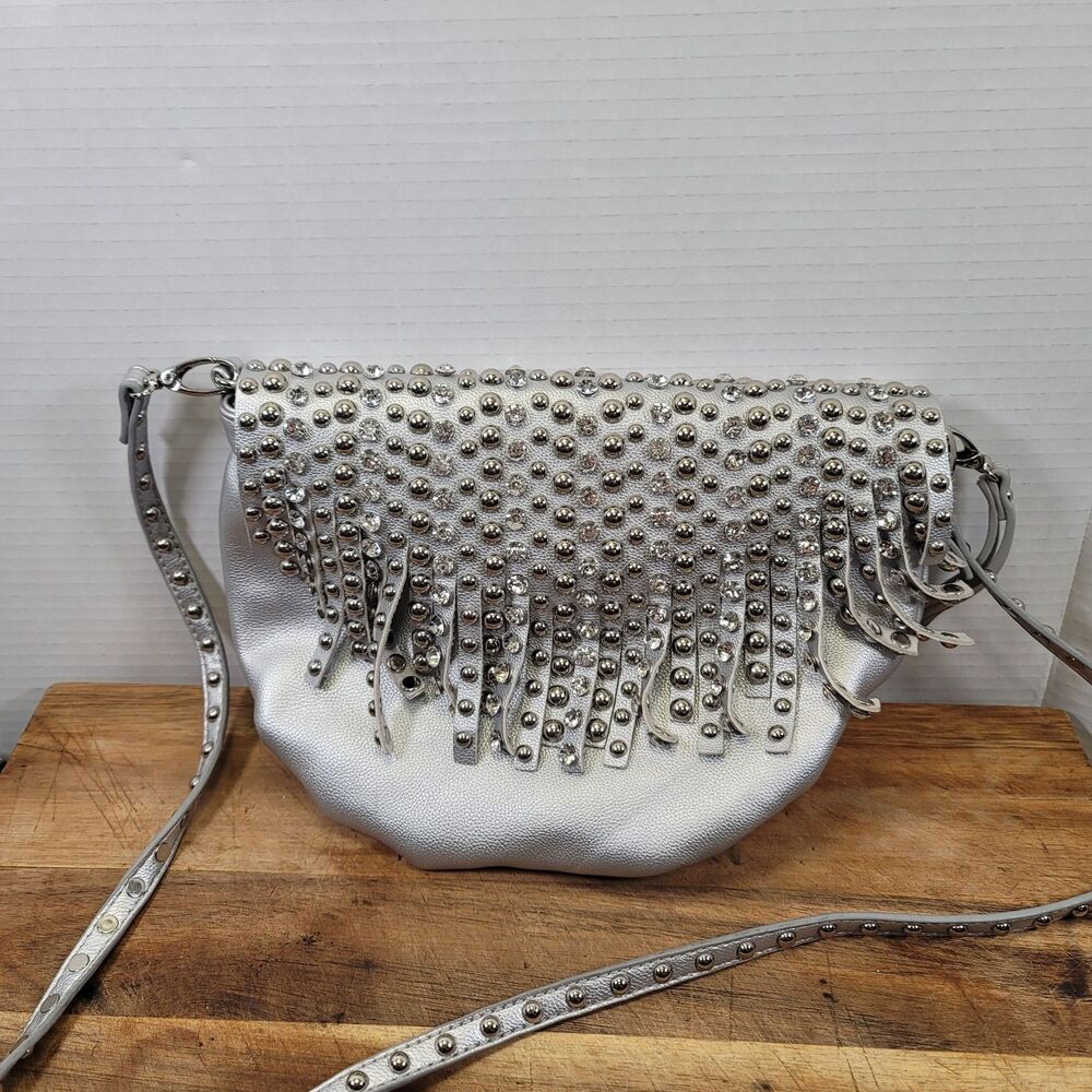 Imoshion Bling Silver Rhinestone & Studded Shoulder purse/handbag NWOT